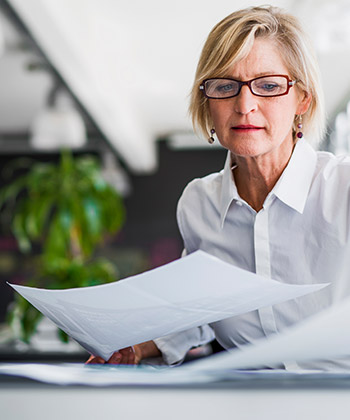 Lady looking at documents
